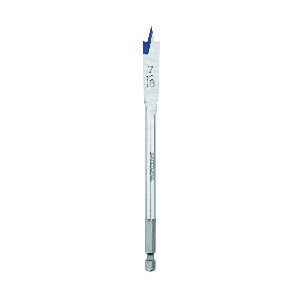 Irwin Speedbor 88807 2000 Standard Length Spade Bit, 7/16 in Dia, 6 in OAL, 5 in L Flute Flat Flute, 1/4 in Shank - Wood Drill Bits