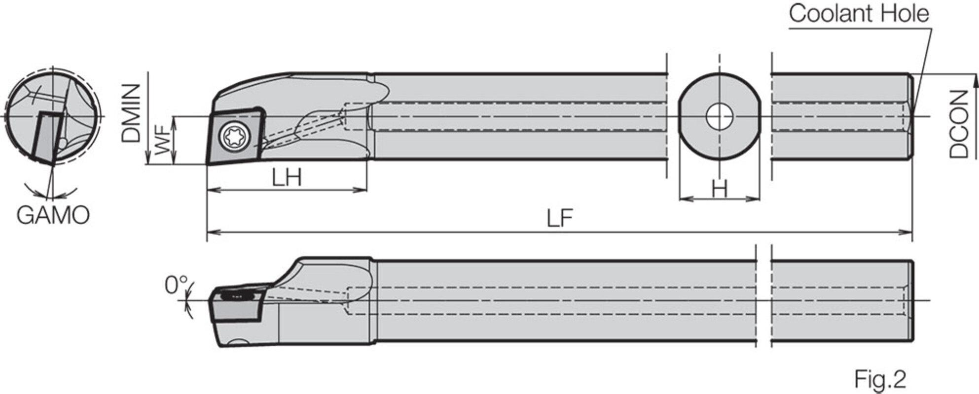 KYOCERA THC14003 DYNB Excellent Multi-Use Positive Rake Boring Bar With 5 deg Lead Angle, A...SCLC-AE Toolholder, 0.93 in Dia Min Bore, Right Hand of Holder, 10 in OAL - Indexable Boring Bars
