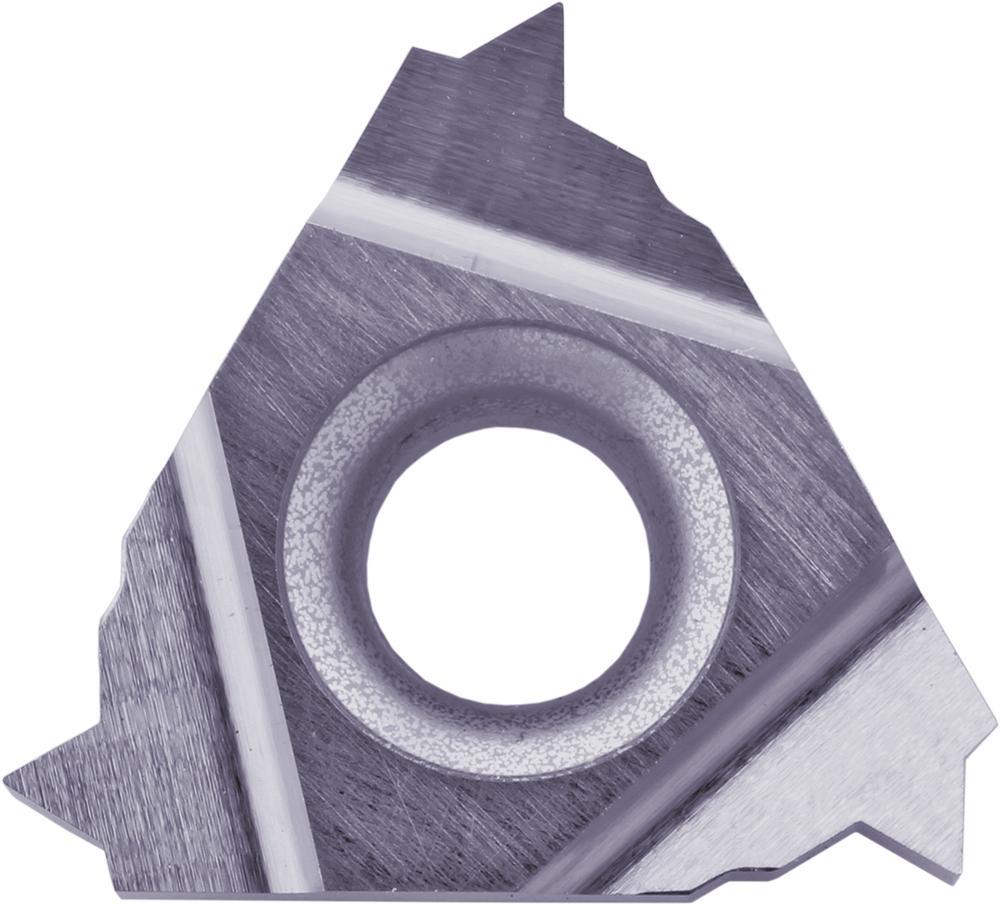 KYOCERA TJY18589 3-Cutting Edge Indexable Threading Insert With Hole, ANSI Code: 16ER115NPTPR1115, 16ER Insert, 11.5 TPI, External Thread, American National Pipe Thread, Right Hand Cutting, Manufacturers Grade: PR1115, Material Grade: P, M - Threading Inserts