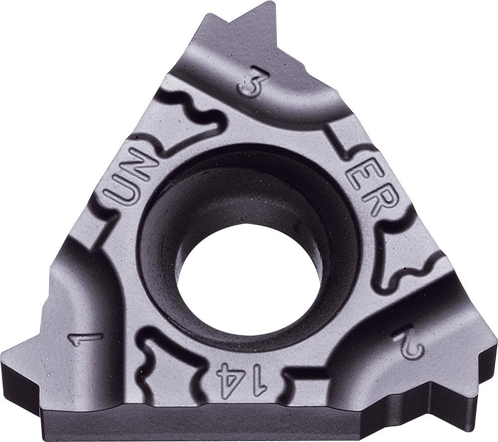 KYOCERA TJY18896 3-Cutting Edge Indexable Threading Insert With Hole, ANSI Code: 16ER08UNTFPR1115, 16ER Insert, 8 TPI, External Thread, Unified, UNF Thread, Right Hand Cutting, Manufacturers Grade: PR1115, Material Grade: P, M - Threading Inserts