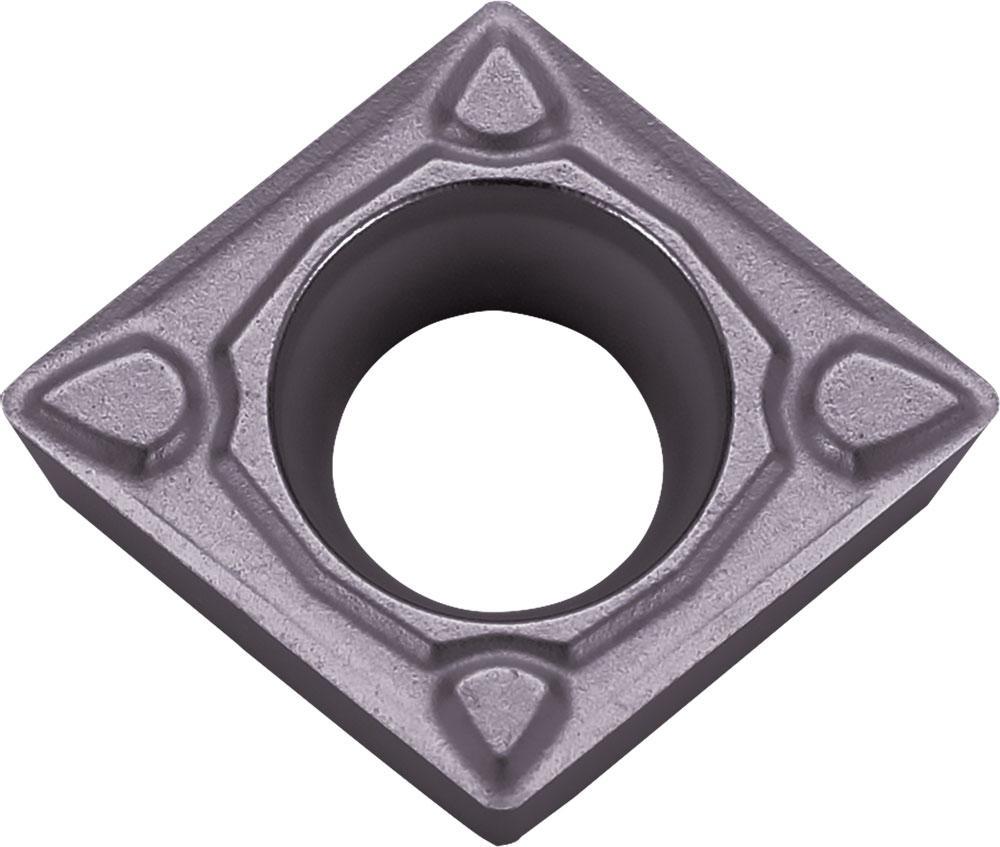 KYOCERA TLC00492 ISOI 2-Cutting Edge Indexable Turning Insert With 1-Sided Chipbreaker, Hole and 40 to 60 deg Countersink, ANSI Code: CCMT3252MQPR1535, CCMT Insert, Material Grade: M, S, #3252 Insert, Diamond Shape, 09 Seat, Positive Rake, Carbide - Turning Inserts