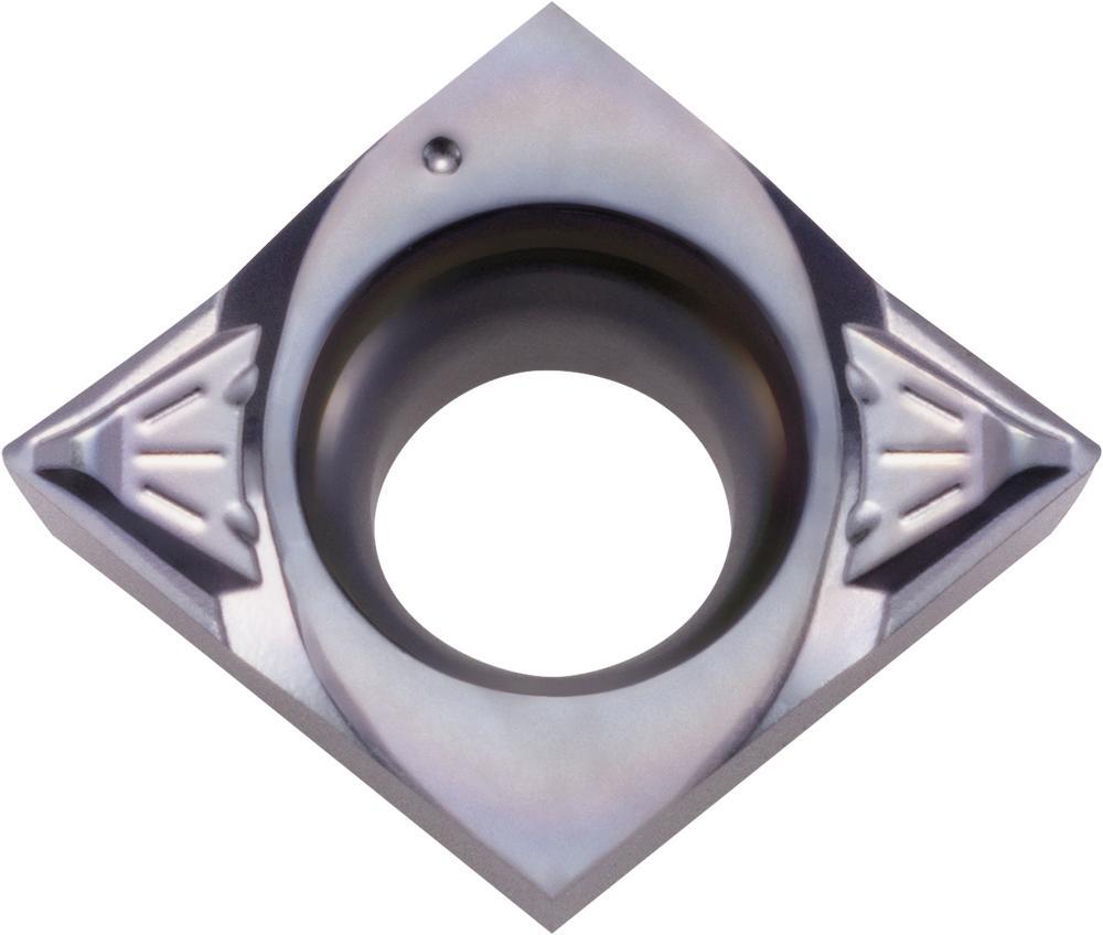 KYOCERA TLC40013 ISOI 2-Cutting Edge Indexable Turning Insert With 1-Sided Chipbreaker, Hole and 40 to 60 deg Countersink, ANSI Code: CCGT3251MFPSKSPR1535, CCGT Insert, Material Grade: M, S, #3251 Insert, Diamond Shape, 09 Seat, Positive Rake - Turning Inserts