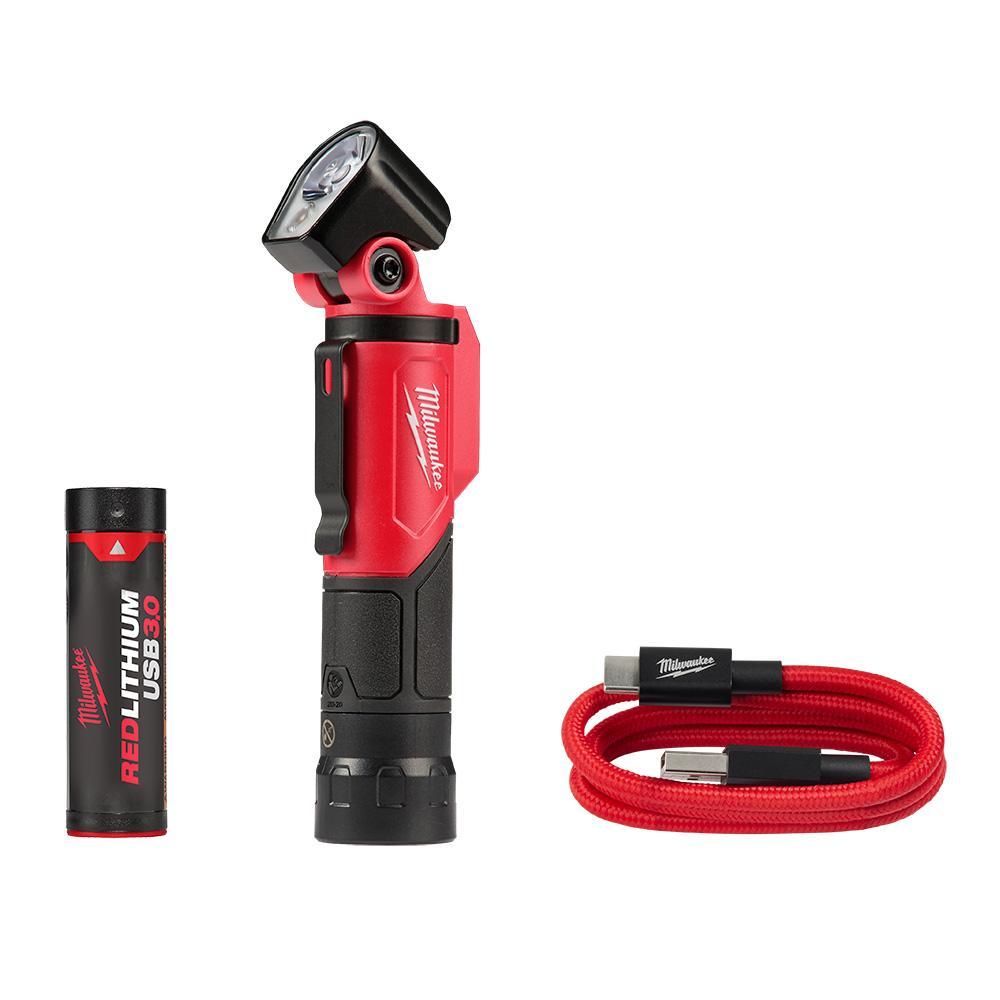 Milwaukee 2113-21 USB Rechargeable Pivoting Flashlight, LED Bulb, Aluminum Housing, 500 Lumens - Rechargeable Flashlights