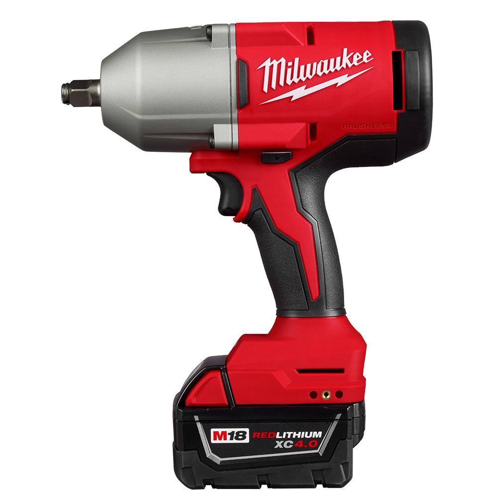 Milwaukee 2666-21B M18 High Torque Impact Wrench, 1/2 in Drive, 2000 ipm, 800 ft-lb Fastening/1200 ft-lb Nut-Busting Torque Rating, 18 V, 8.75 in OAL - Cordless Impact Wrenches