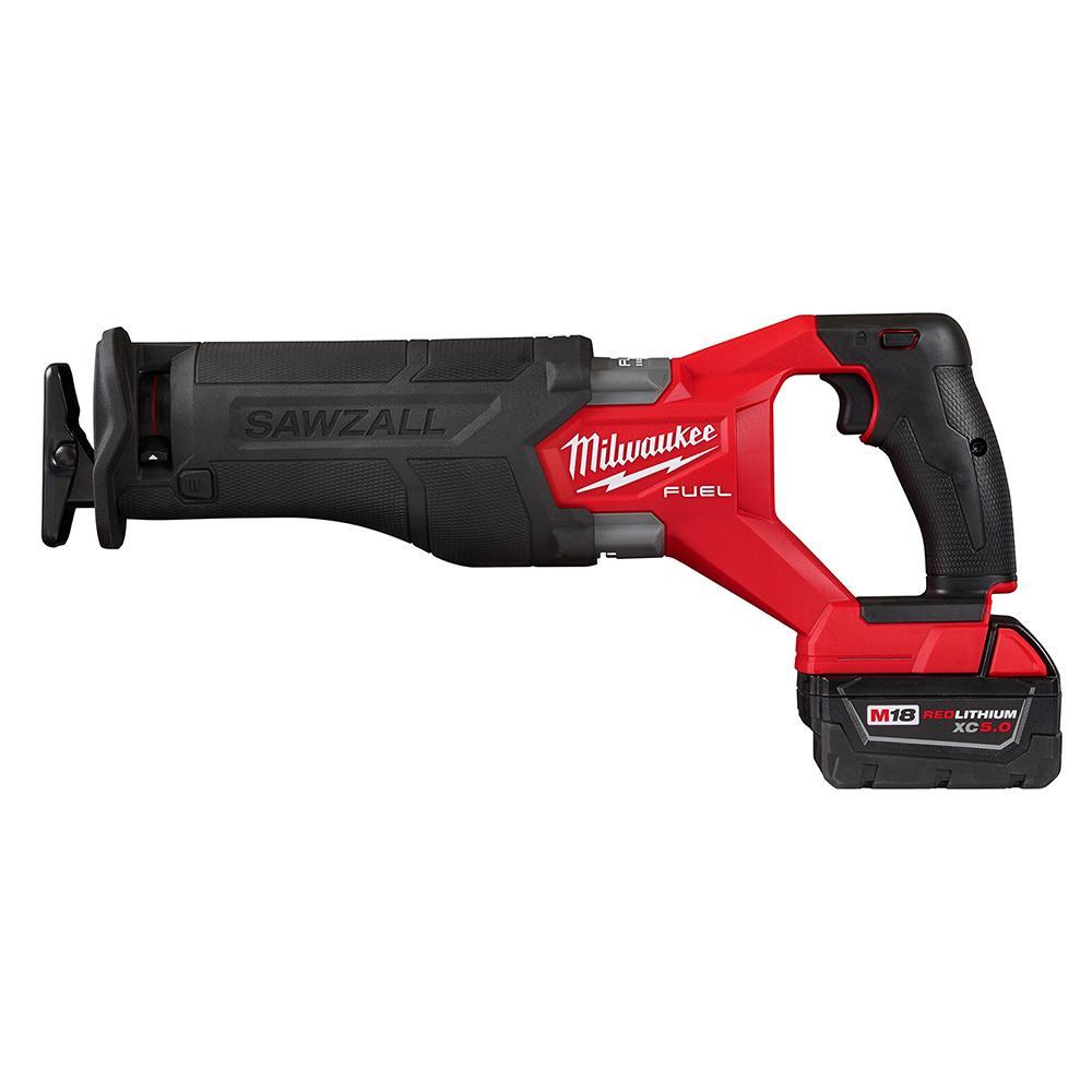 Milwaukee 2821-22 M18 FUEL SAWZALL Cordless Reciprocating Saw Kit With Integrated Work Light, Keyless Adjustable Shoe and Keyless Blade Clamp, 1-1/4 in L Stroke, 0 to 3000 spm, 18 VDC, 18 in OAL - Cordless Reciprocating Saws