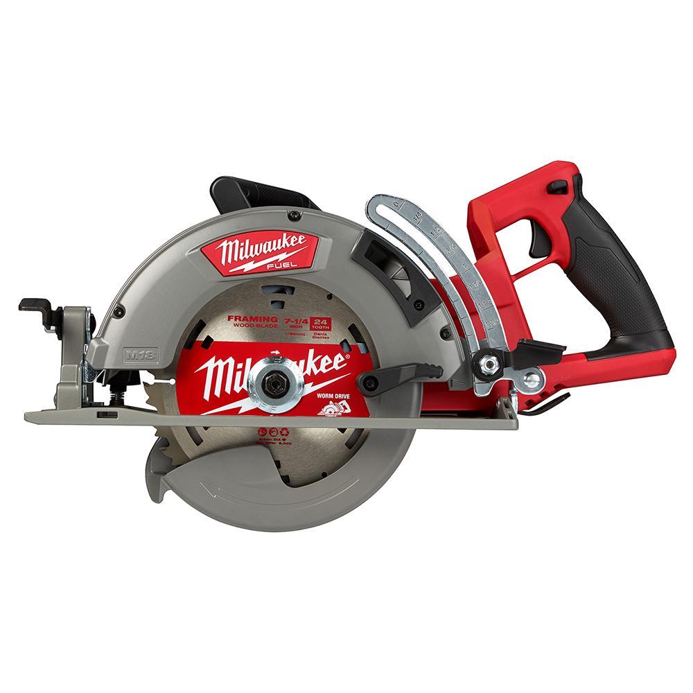 Milwaukee M18 FUEL 2830-20 Cordless Circular Saw, 7-1/4 in Blade, 18 VDC, 2-1/2 in at 0 deg, 1-7/8 in at 45 deg D Cutting, Li-Ion Battery, Left Blade Side - Cordless Circular Saws