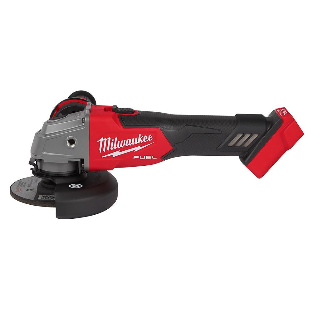 Milwaukee 2881-20 M18 FUEL Cordless Angle Grinder, 5 in Dia Wheel, 5/8-11 UNC Arbor/Shank, 18 V, Li-Ion Battery, Slide Switch - Cordless Angle Grinders
