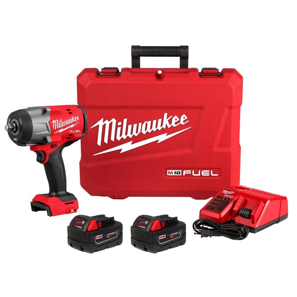 Milwaukee 2967-22 M18 FUEL High Torque Impact Wrench, 1/2 in Drive 4-Mode Drive, 0 to 2400 ipm, 1100 ft-lb Fastening/1500 ft-lb Nut-Busting Torque Rating, 18 V, 7.6 in OAL - Cordless Impact Wrenches
