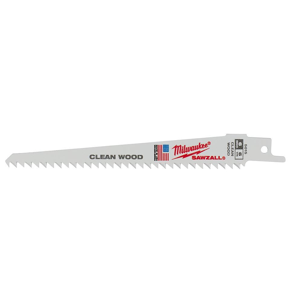 Milwaukee SAWZALL 48-00-5015 Fleam Ground Tapered Back Reciprocating Saw Blade, 6 in L x 3/4 in W, 6 TPI, Bi-Metal Body, Universal/Toothed Edge Tang - Reciprocating Saw Blades