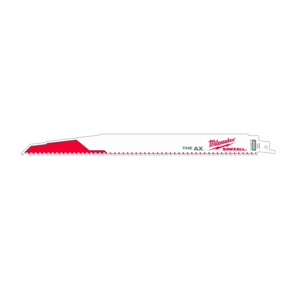 Milwaukee SAWZALL AX 48-00-5027 Demolition Tapered Back Reciprocating Saw Blade, 12 in L x 1 in W, 5 TPI, Bi-Metal Body, Universal/Toothed Edge Tang - Reciprocating Saw Blades