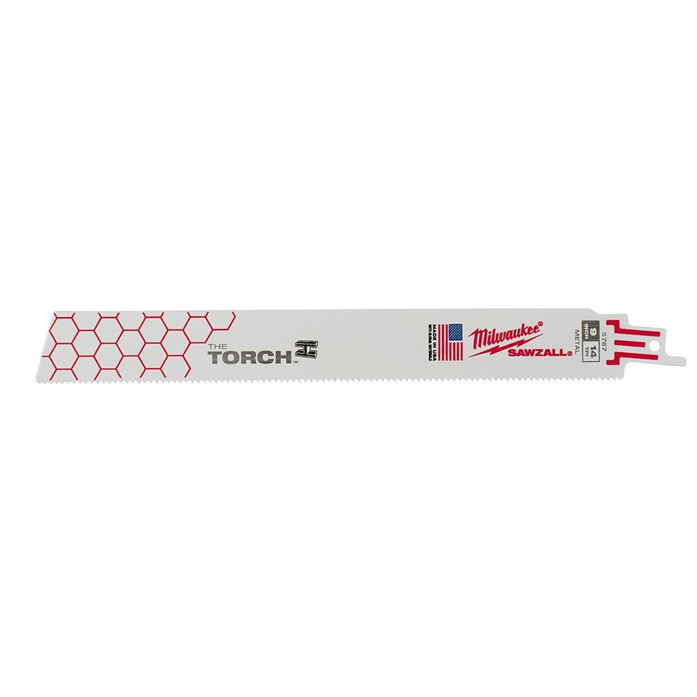 Milwaukee SAWZALL The Torch 48-00-5787 Demolition Straight Back Reciprocating Saw Blade, 9 in L x 1 in W, 14 TPI, Bi-Metal Body, Universal/Toothed Edge Tang - Reciprocating Saw Blades