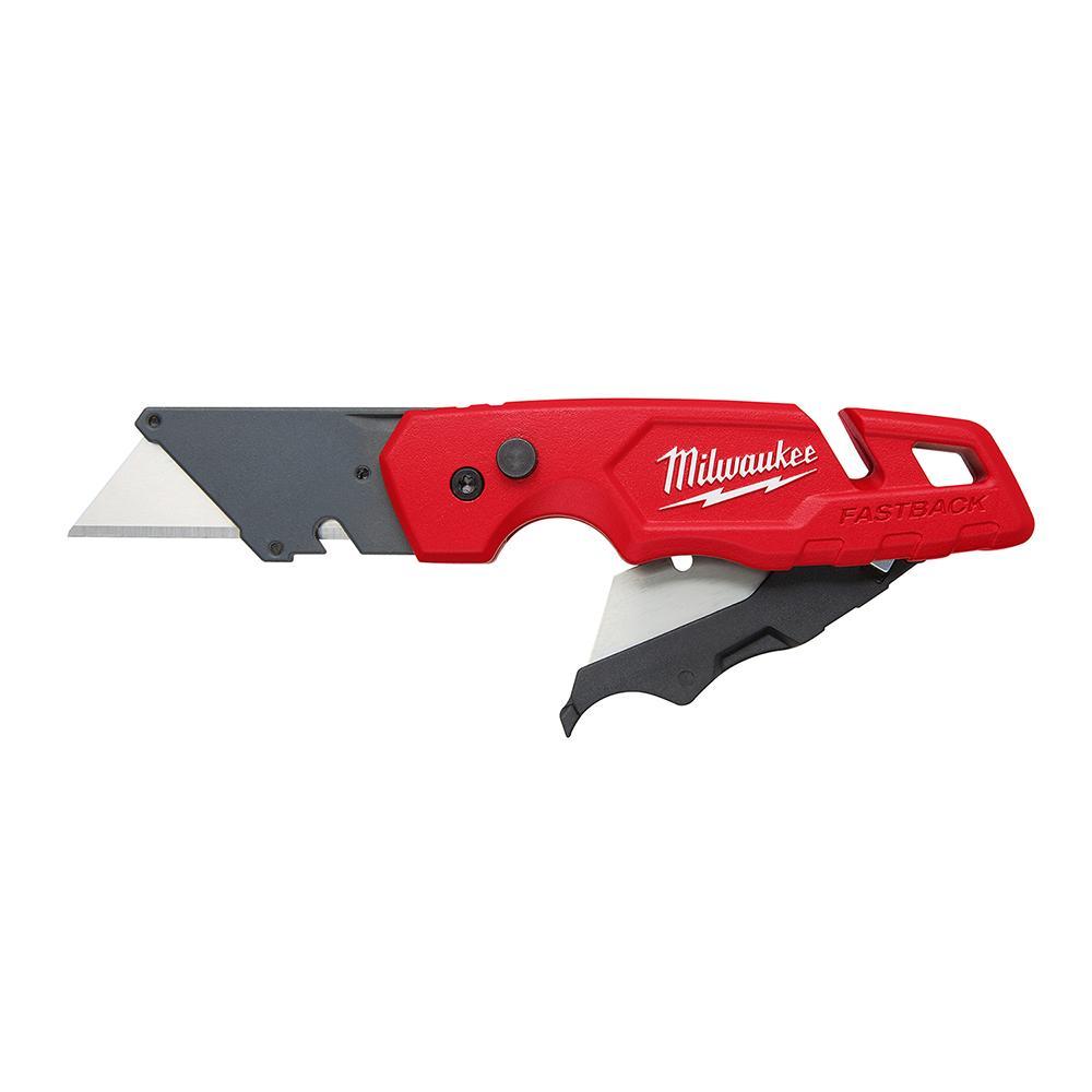 Milwaukee FASTBACK 48-22-1502 Folding Utility Knife With Blade Storage, Steel Blade, 1 Blades Included, 6.87 in OAL - Utility Knives