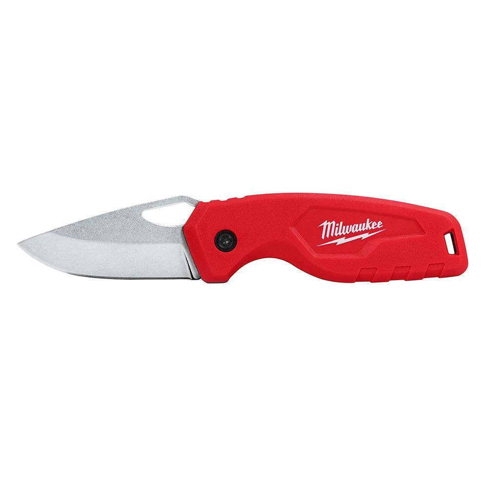 Milwaukee 48-22-1521 Compact Sharpenable Folding Knife, Stainless Steel Straight Edge Blade, 2-1/4 in L Blade, Thumb Hole Opening - Pocket & Folding Knives