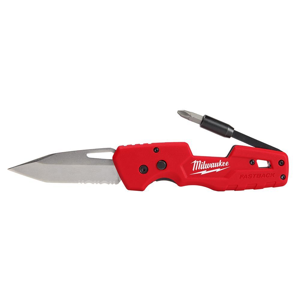 Milwaukee Fastback 48-22-1540 5-in-1 Lockable Folding Knife, Stainless Steel Tanto Blade, 3 in L Blade - Pocket & Folding Knives