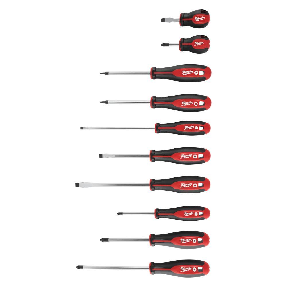 Milwaukee 48-22-2710 Demolition Screwdriver Set, 10 Pieces, Forged Steel/Plastic/Rubber - Screwdriver Sets
