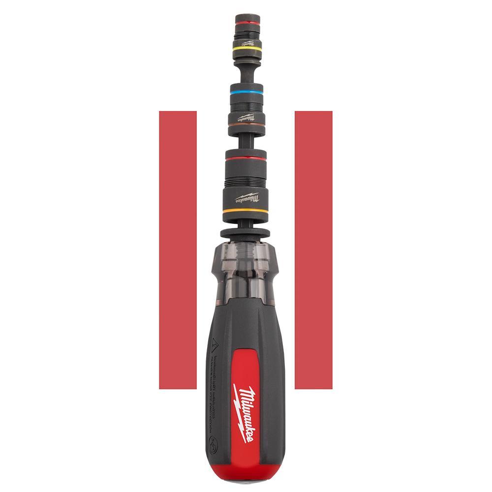 Milwaukee 48-22-2921 6 in 1 Multi-Nut Driver, Hex Shank, Red/Black Cushion Grip Handle, Chrome Plated - Nutdrivers