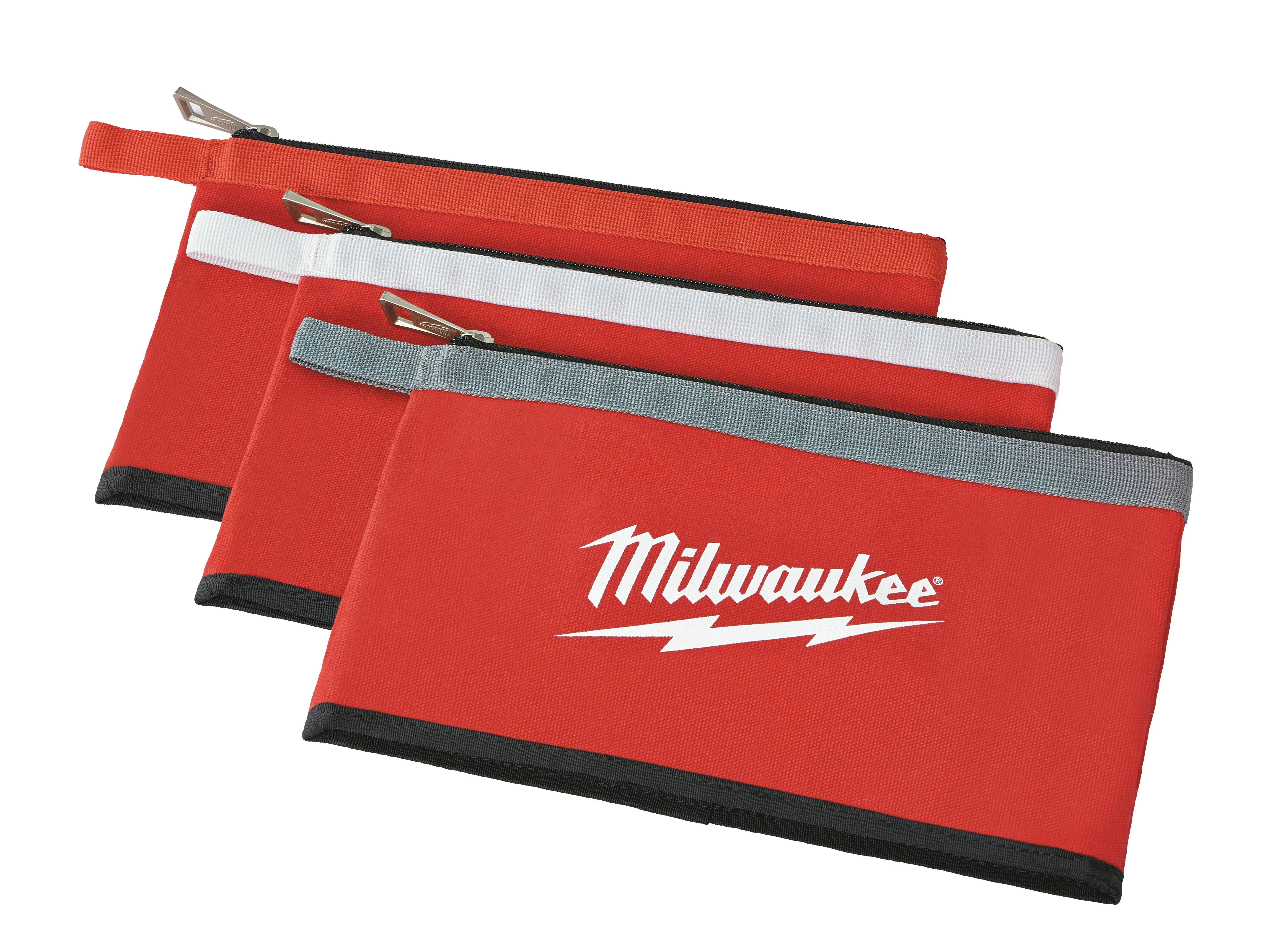 Milwaukee 48-22-8193 Heavy Duty Zipper Pouch, #10 Canvas, Black/Red - Tool Pouches & Holsters