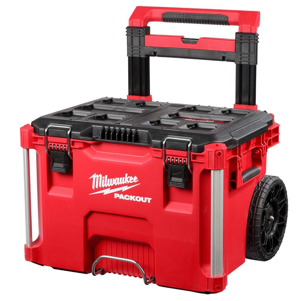 Milwaukee PACKOUT 48-22-8426 Waterproof Rolling Tool Box, 18.9 in H x 25.6 in W x 22.1 in D - Tool Boxes & Cabinets