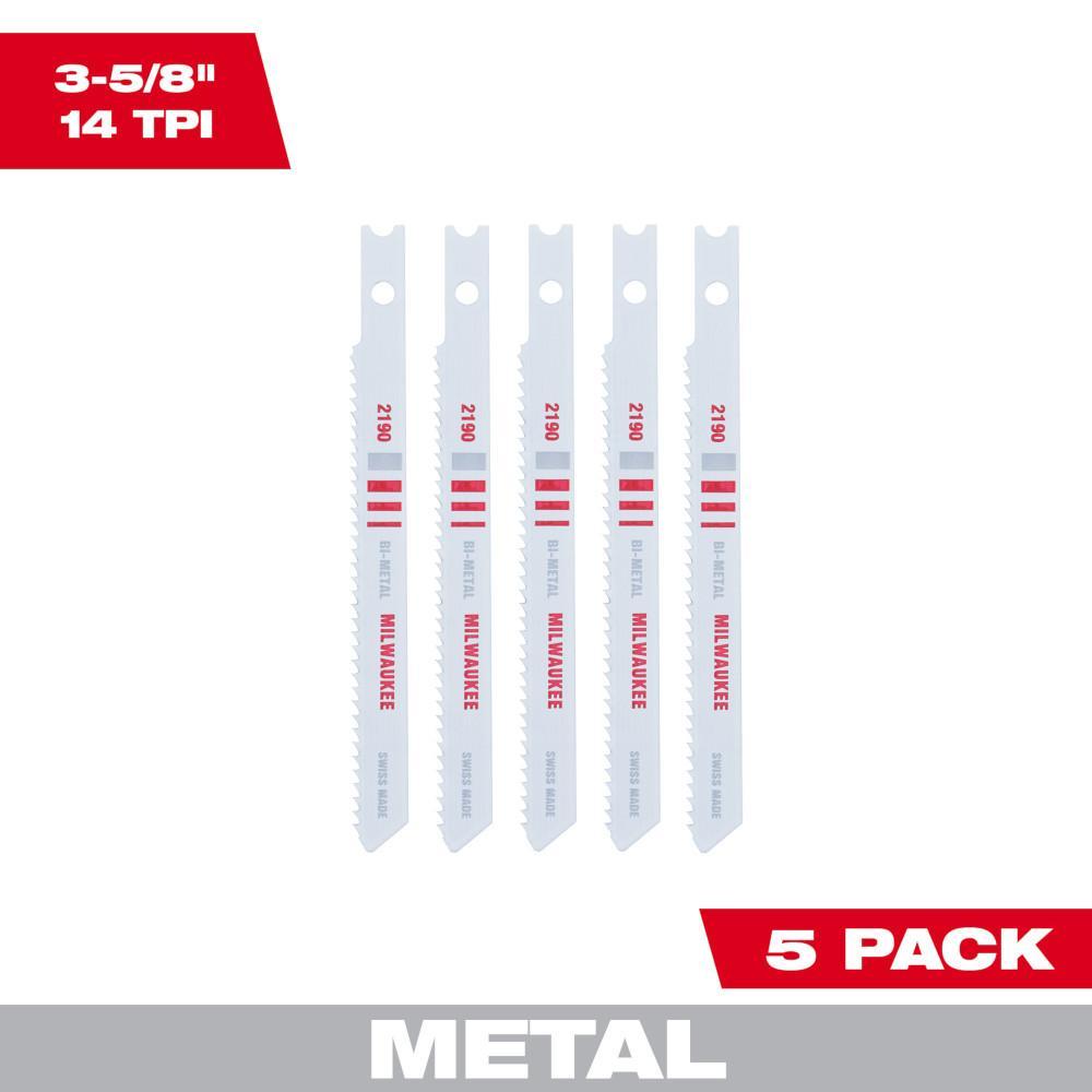 Milwaukee 48-42-2190 Jig Saw Blade, 3-5/8 in L x 9/32 in W, 14 TPI, Bi-Metal Cutting Edge, Bi-Metal Body - Jig Saw Blades