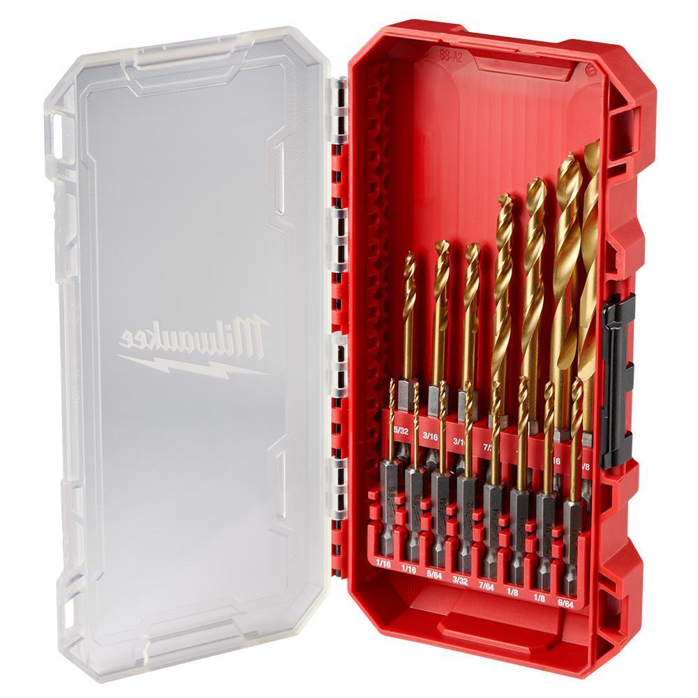 Milwaukee 48-89-4670 SHOCKWAVE Impact Duty Drill Bit, 1/16 in Min Drill Bit, 3/8 in Max Drill Bit, 35, 15 deg Drill Point Angle, 15 Pieces, For Use With Drill Driver, Steel - Drill Bit Sets