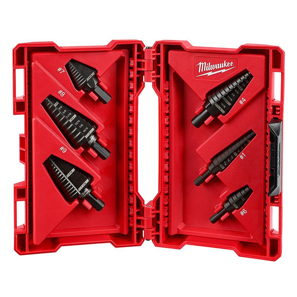 Milwaukee 48-89-9224 Step Drill Bit Set, 6 Pieces, HSS, Black Oxide - Drill Bit Sets