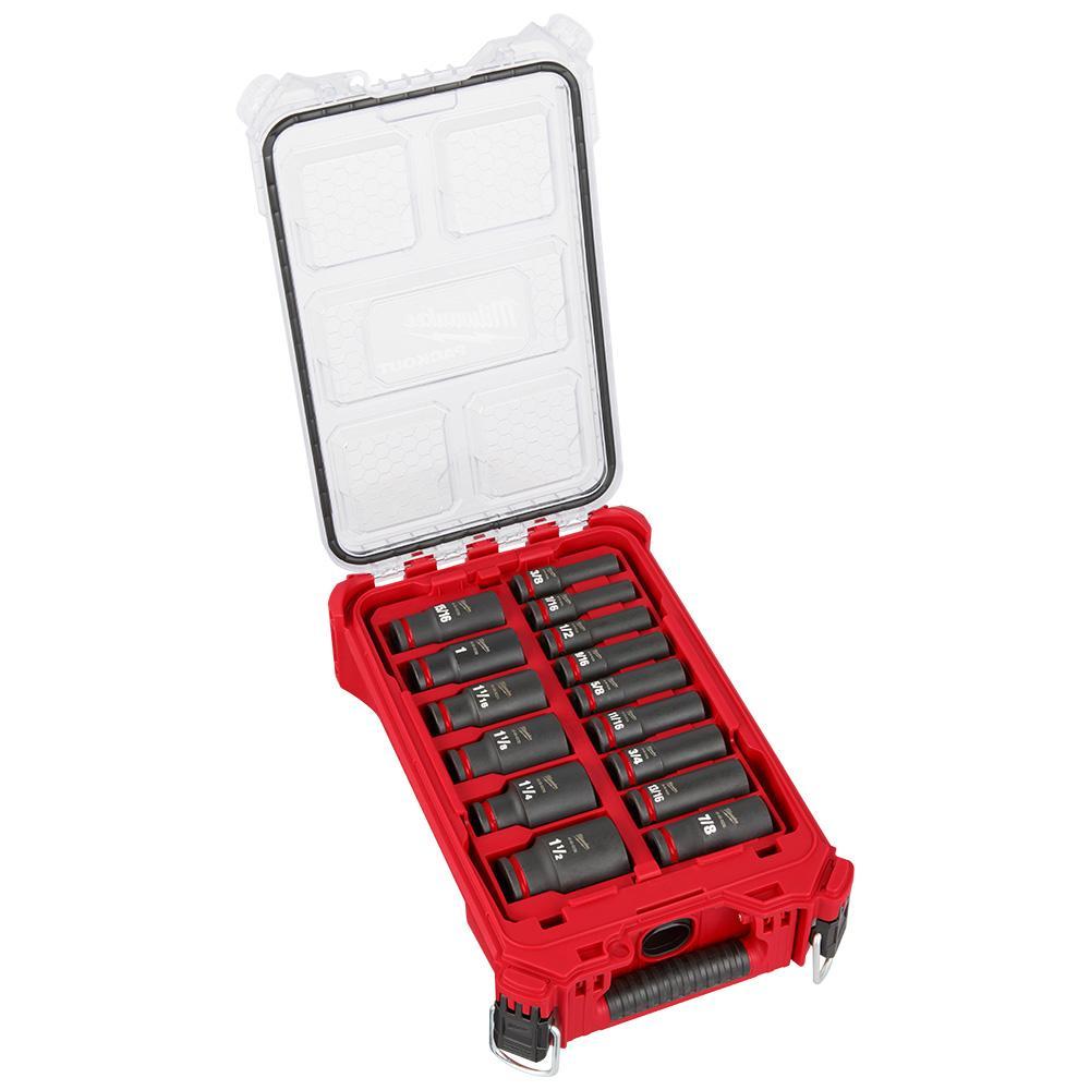 Milwaukee 49-66-6802 49-66 Socket Packout Set, 6 Points, 15 Pieces - Socket Sets