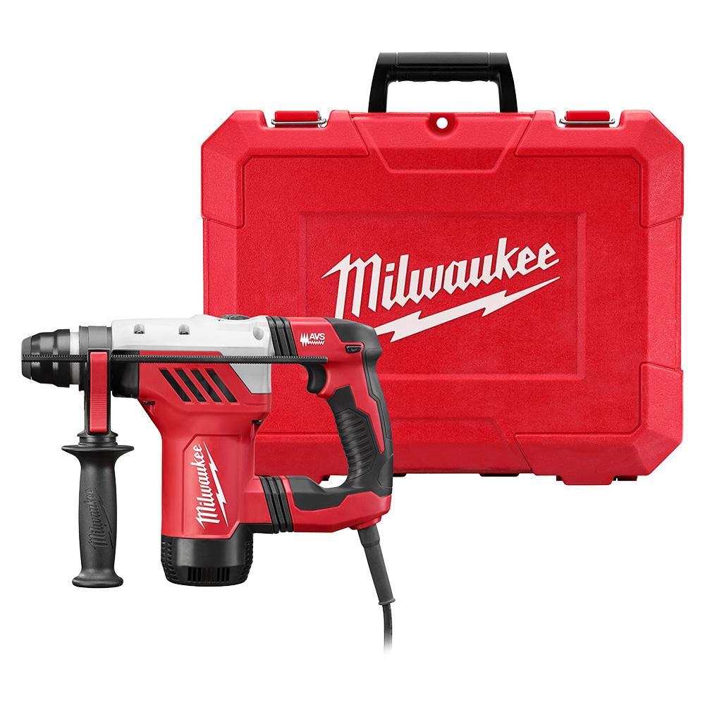 Milwaukee 5268-21 Reversing Corded Rotary Hammer Kit, 1-1/8 in SDS Max Chuck, 5500 bpm, 1500 rpm No-Load, 4 in Max Core Bit Compatibility, 1-1/8 in Max Solid Bit Capacity, 12-1/2 in OAL - Electric Rotary Hammers