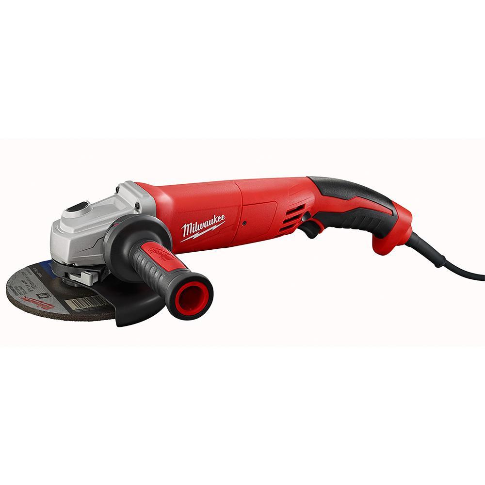 Milwaukee 6124-30 Double Insulated Small Angle Grinder, 5 in Dia Wheel, 5/8-11 Arbor/Shank, 120 VAC, Black/Red - Electric Angle Grinders