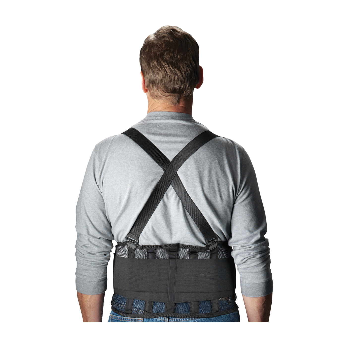 PIP 290-440XXL Ergonomic Back Support Belt, 2XL, 48 to 54 in Fits Waist, 9 in W, Nylon Mesh, Black, Hook and Loop Closure - Back Supports