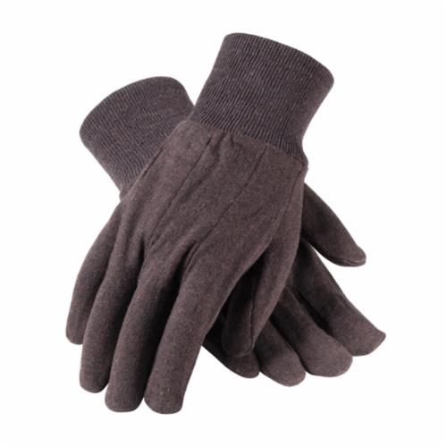 PIP 95-808 Standard Weight General Purpose Gloves, Fabric/Work, Clute Cut/Full Finger/Straight Thumb Style, Cotton/Polyester Palm, Cotton/Jersey/Polyester, Brown, Knit Wrist Cuff, Uncoated Coating, Cotton/Polyester Lining - General Purpose Work Gloves