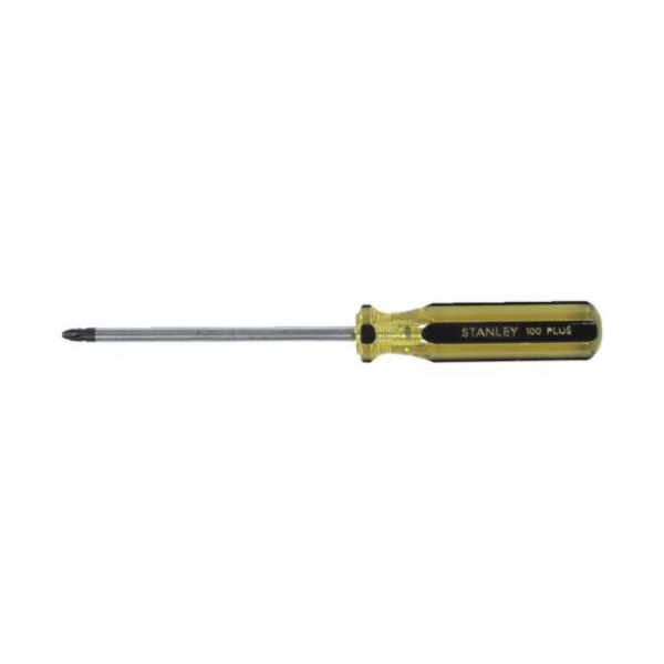 Stanley Contractor Grade 100 PLUS 64-171 Standard Screwdriver, #1 Phillips Point, Alloy Steel Shank, 13-3/4 in OAL, Acetate Handle, Black Oxide/Polished Chrome - Standard Screwdrivers