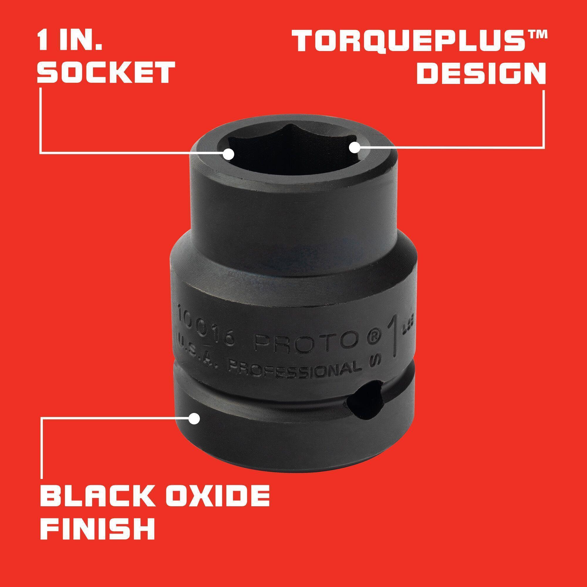 Proto TorquePlus J10016 Standard Length Socket, Imperial, 1 in Square Drive, 1 in - Sockets