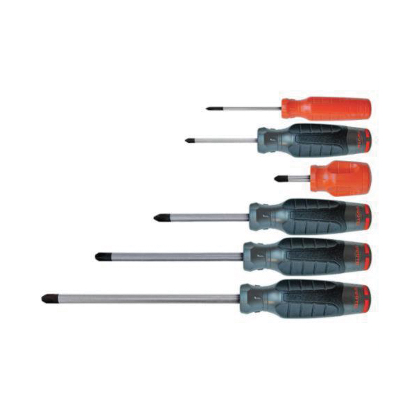 Proto DuraTek J1206SP Screwdriver Set, 6 Pieces, ASME B107.15, Alloy Steel Shank, Polished Chrome/Black Oxide Tipped - Screwdriver Sets