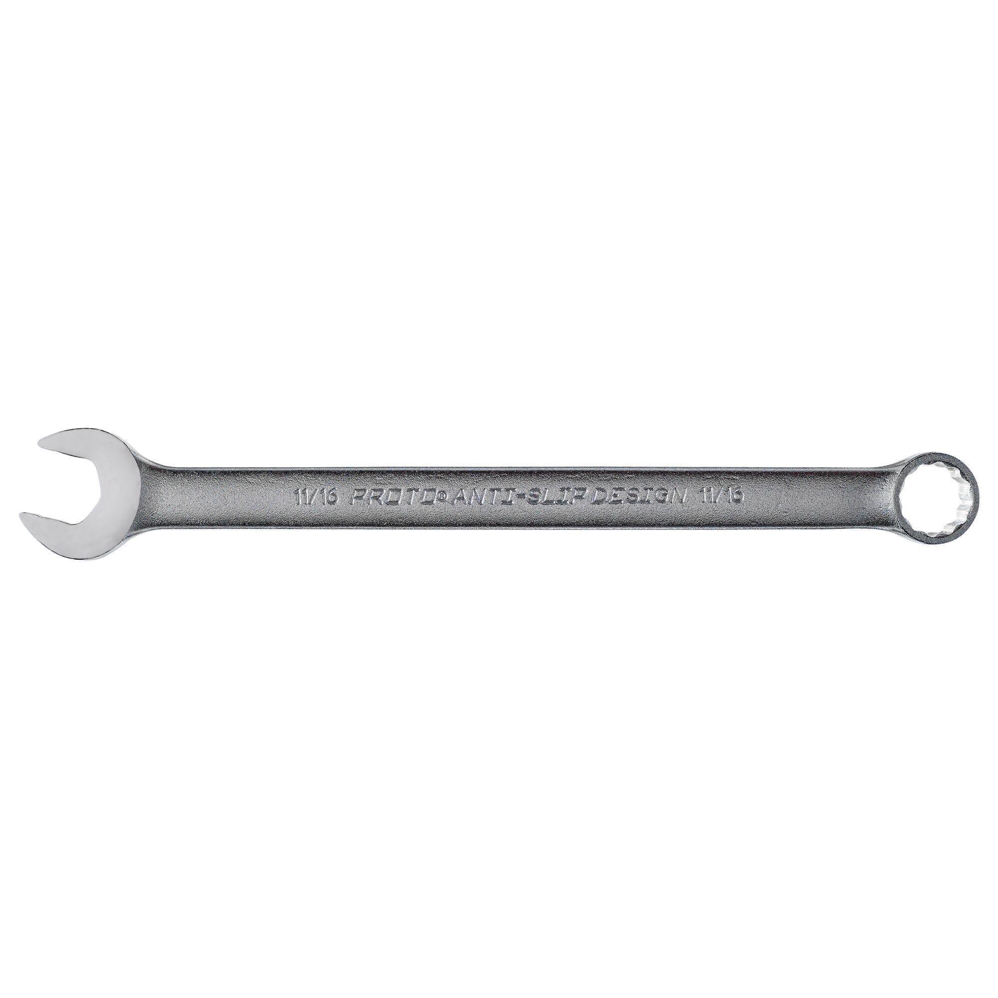 Proto TorquePlus J1222ASD Anti-Slip Design Combination Wrench, 11/16 in Wrench, 12 Points, 15 deg Offset, 10-1/4 in OAL, Alloy Steel, Satin, ASME B107.100 - Combination Wrenches