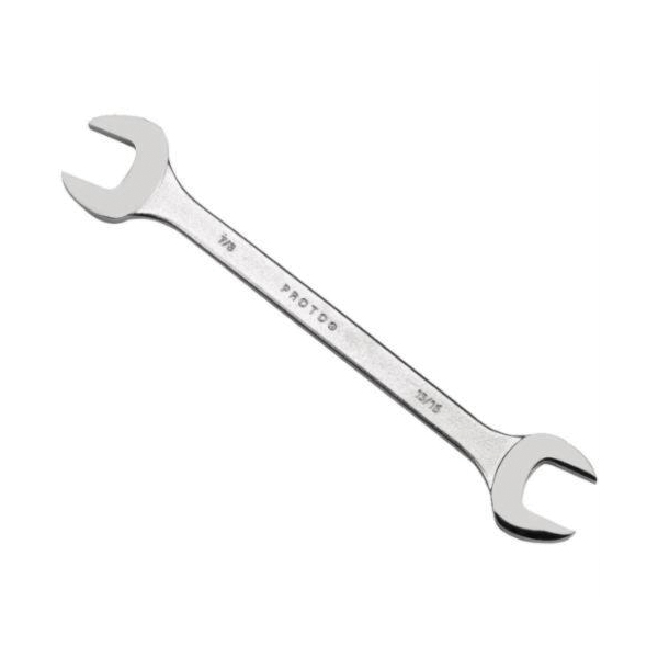 Proto J3425 Extra Thin Open End Wrench, 7/16 x 1/2 in Wrench, Angled/Double Head, 10 in L, Alloy Steel, Satin - Open End Wrenches