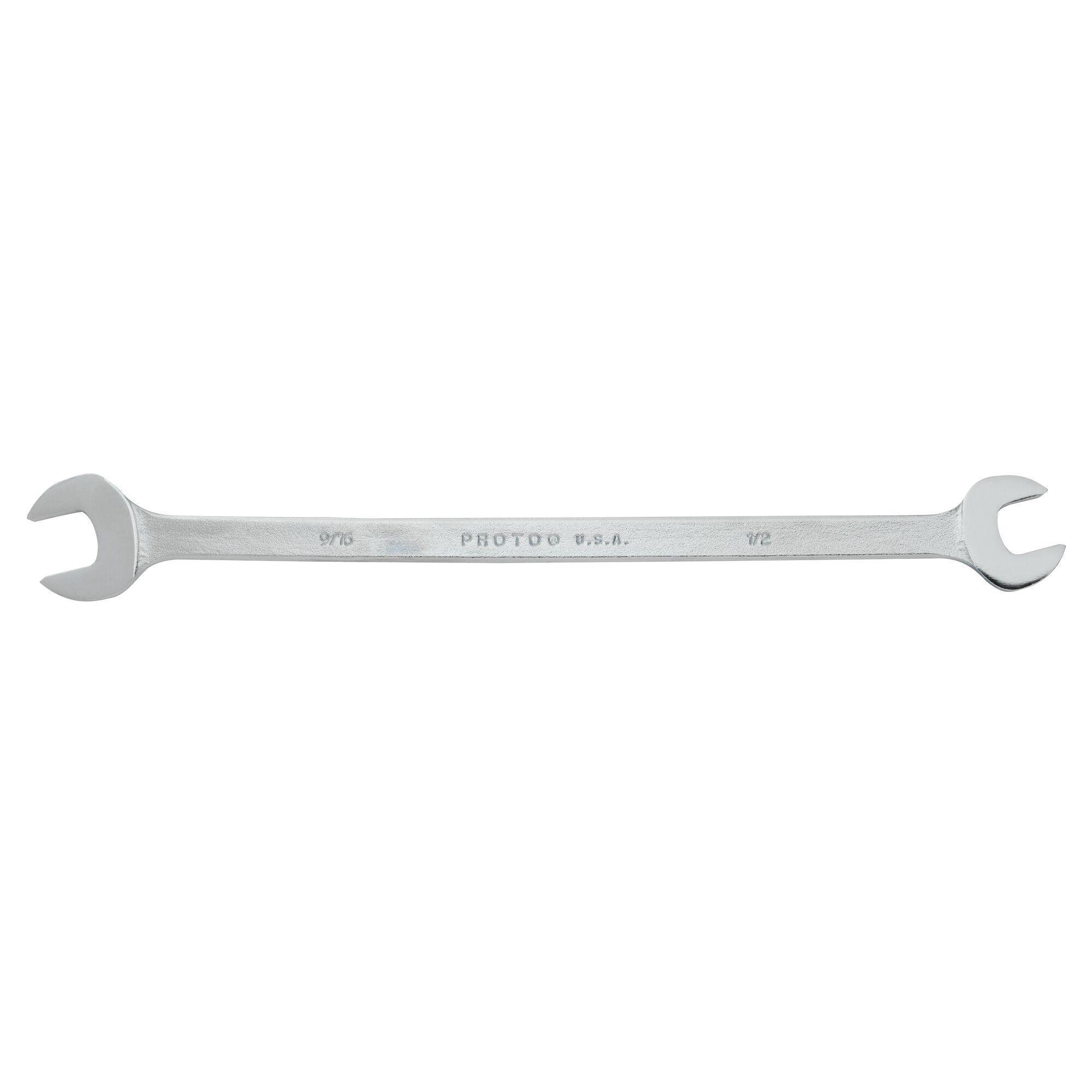 Proto J3435 Extra Thin Open End Wrench, 11/16 x 3/4 in Wrench, Angled/Double Head, 10 in L, Alloy Steel, Satin - Open End Wrenches