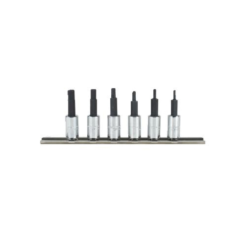 Proto J4770-6 Socket Bit Set, 2 to 6 mm Hex, 1/4 in Drive, 6 Pieces, Polished Chrome - Socket Driver Bit Sets