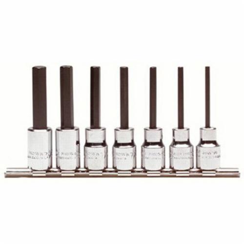 Proto J4900-7C Socket Bit Set, Imperial, 1/8 to 3/8 in Hex, 3/8 in Drive, 7 Pieces, Full Polished - Socket Driver Bit Sets