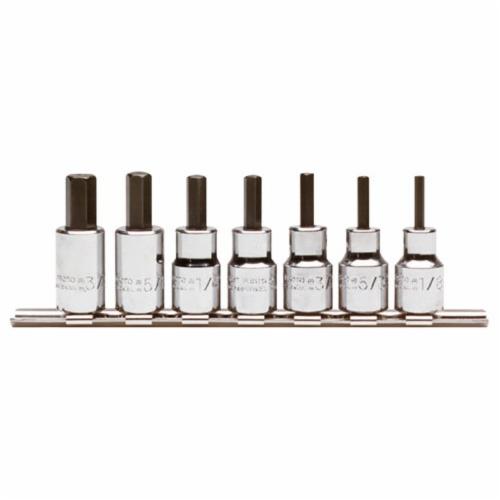 Proto J4990-SMA Socket Bit Set, Metric, 4 to 10 mm Hex, 3/8 in Drive, 7 Pieces, Polished Chrome - Socket Driver Bit Sets