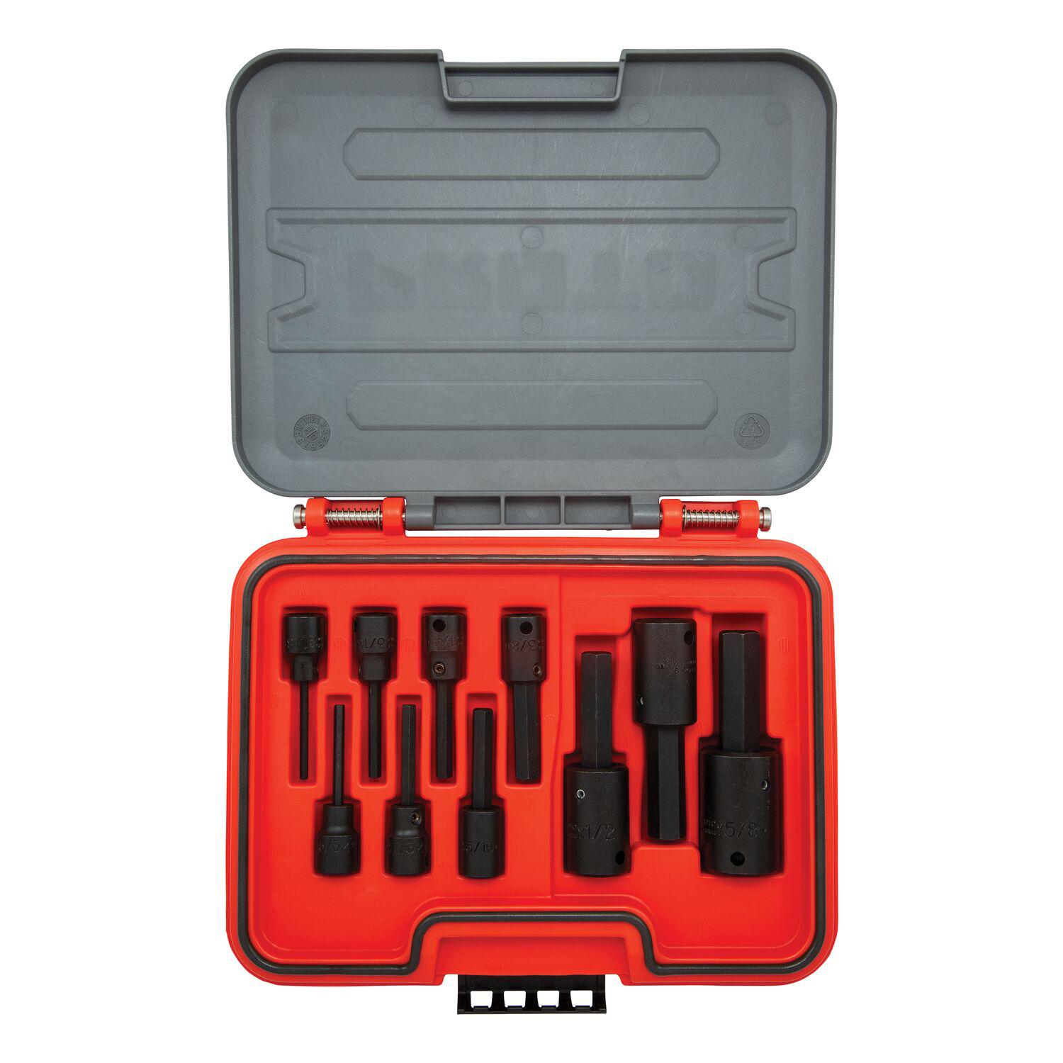 Proto J52110HIM Hex Bit Set, 3/8 in, 1/2 in Drive, 10 Pieces, Black Oxide, ASME Specified - Socket Driver Bit Sets