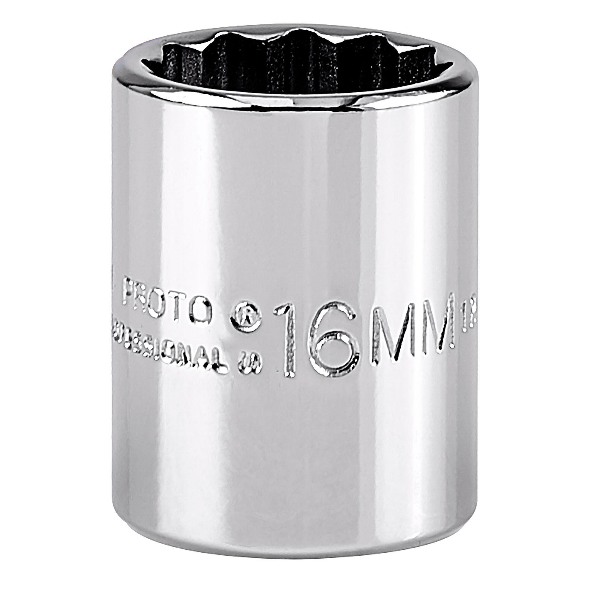 Proto TorquePlus J5216M Standard Length Socket, Metric, 3/8 in Square Drive, 16 mm - Sockets