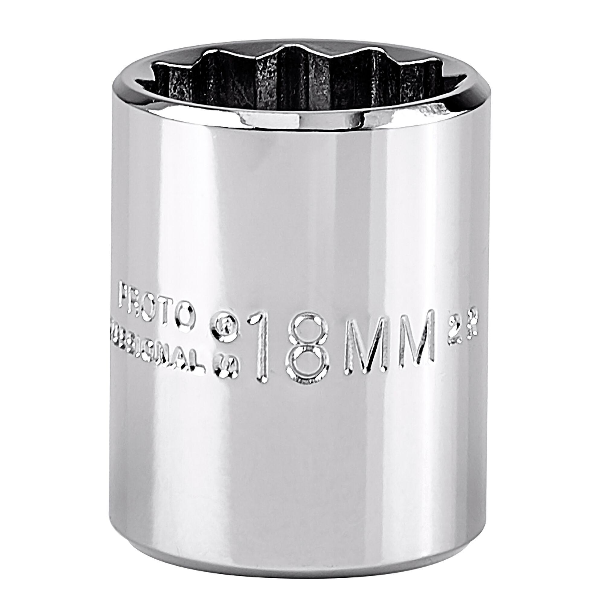 Proto TorquePlus J5218M Standard Length Socket, Metric, 3/8 in Square Drive, 18 mm - Sockets