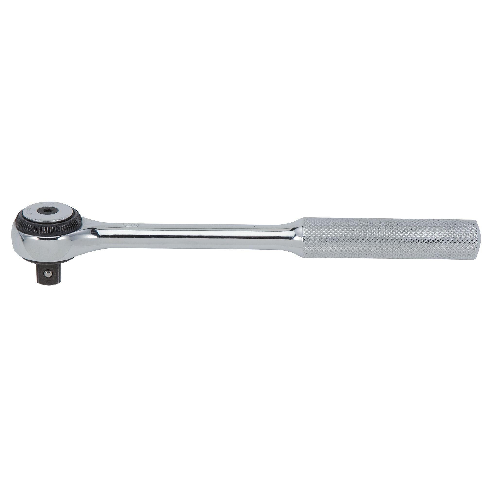 Proto J5452F Non-Insulated Standard Length Hand Ratchet, Imperial, 1/2 in Drive, Round Head, 9-3/8 in OAL, Steel, Full Polished, ASME B107.10M - Ratcheting Socket Wrenches