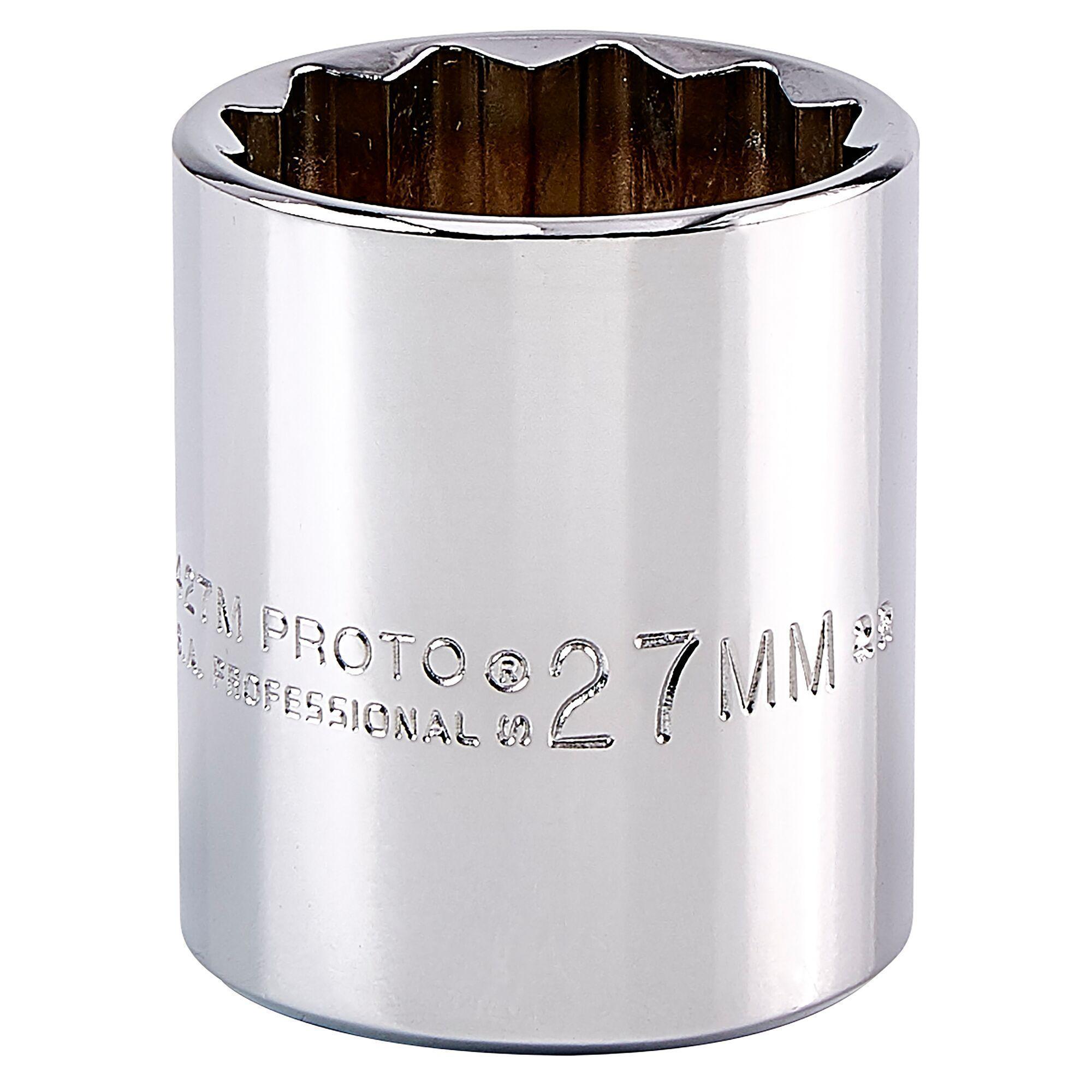Proto TorquePlus J5427M Standard Length Socket, Metric, 1/2 in Square Drive, 27 mm - Sockets