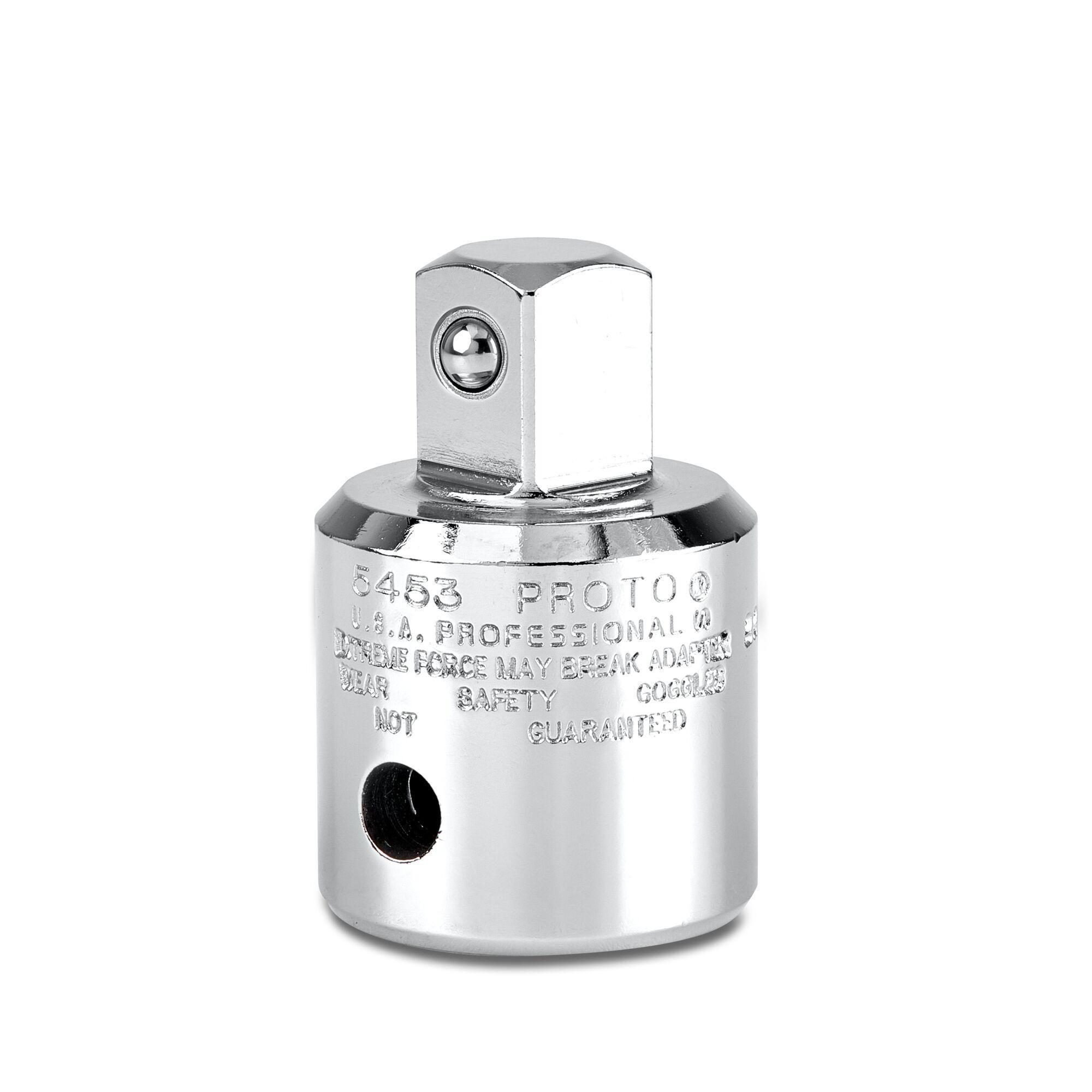 Proto J5453 Hand Socket Adapter, Full Polished, Square Drive, 1/2 in Male Drive, 3/4 in Female Drive, Female x Male Adapter, ASME B107.500/B107.10M, ANSI B107.10M, Federal GGG-W-641E, Alloy Steel - Socket Adapters & Universal Joints