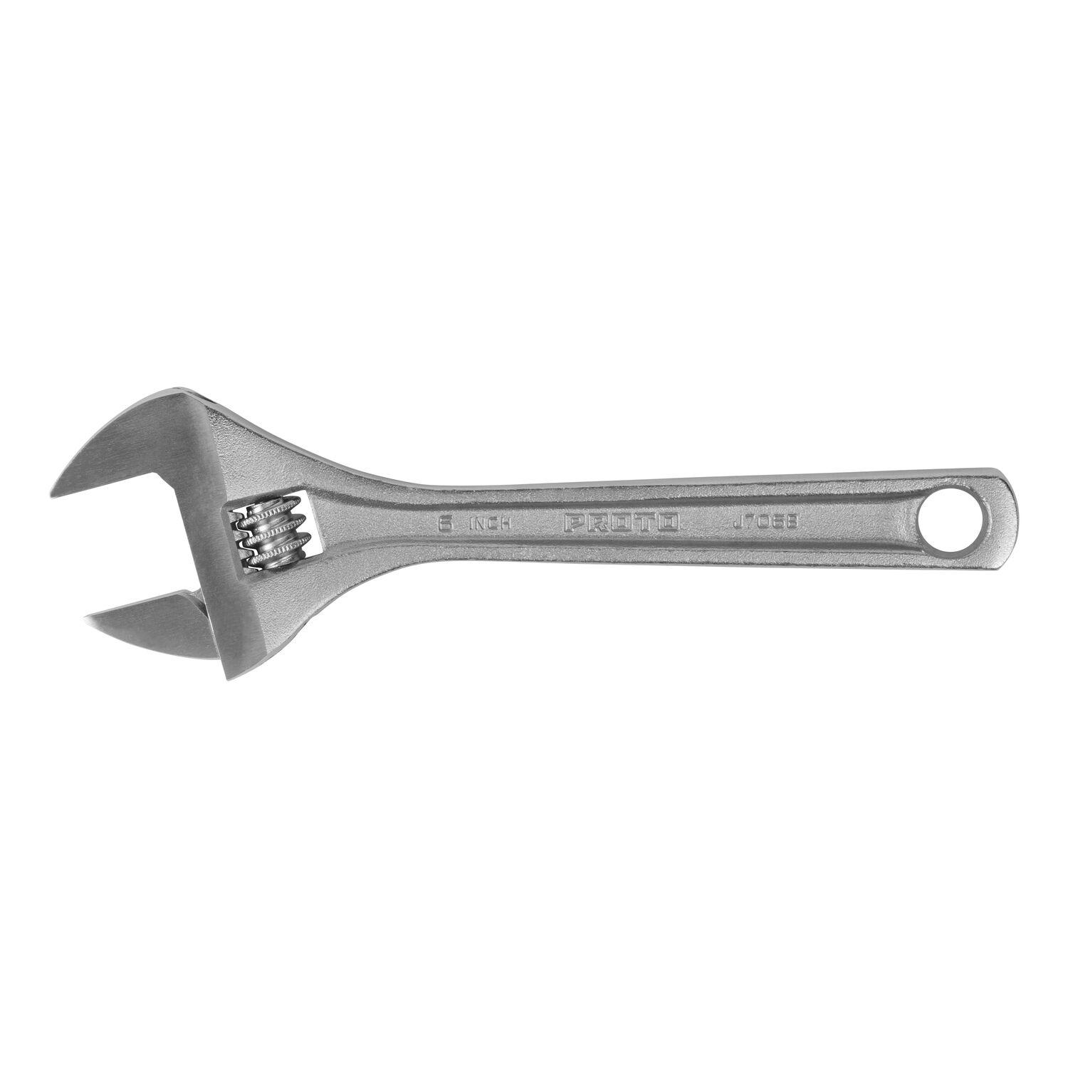 Proto J706B Non-Insulated Standard Wrench, 15/16 in Wrench, Polished Chrome, 6-11/32 in OAL, Alloy Steel Jaw, Alloy Steel Body, ASME B107.103, Alloy Steel - Adjustable Wrenches