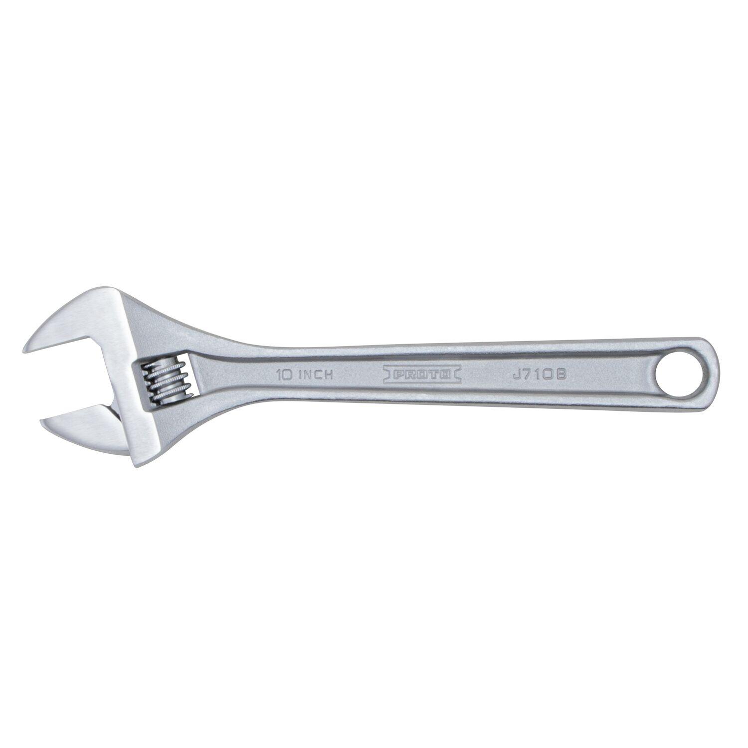 Proto J710B Non-Insulated Standard Wrench, 1-5/16 in Wrench, Polished Chrome, 10-1/8 in OAL, Alloy Steel Jaw, Alloy Steel Body, ASME B107.104, Alloy Steel - Adjustable Wrenches