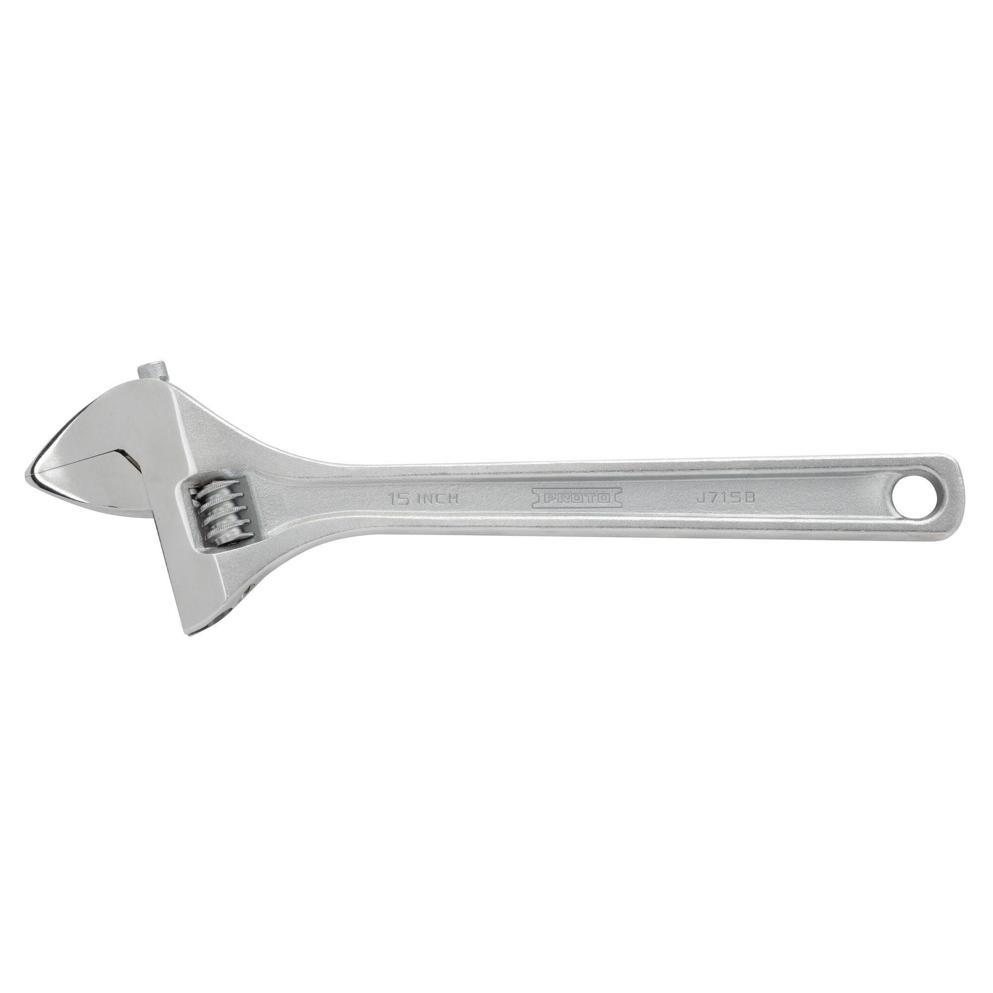 Proto J715B Standard Wrench, 1-11/16 in Wrench, Polished Chrome, 15-5/32 in OAL, Alloy Steel Jaw, Alloy Steel Body, ASME B107.112, Alloy Steel - Adjustable Wrenches
