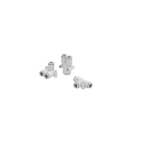 SMC KQ2R04-06A KQ2 Reducer Push-to-Connect Tube Fittings, 4 x 6 mm Nominal, Push-In x Stem End Style, -100 KPa to 1 MPa Pressure, Resin - Pneumatic Push-In Fittings