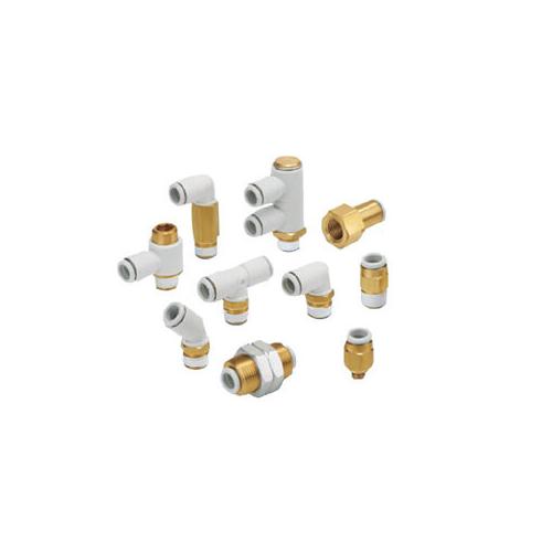 SMC KQ2H06-M5A KQ2 Oval Male Connector, 6 mm x M5 x 0.8 Nominal, Push-In End Style, Brass - Pneumatic Connectors